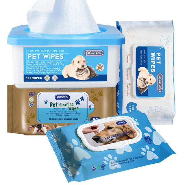 Custom Dog Cat Grooming Wipes Private Label Dental Care Finger Pet Wet Wipes for Eyes Teeth Ears Mouth Deep Cleaning
