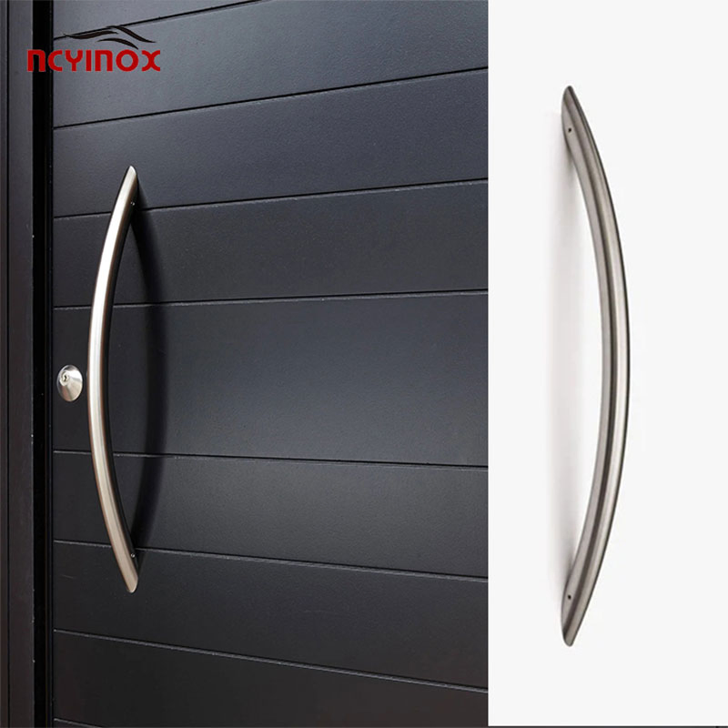 316 Stainless Steel Crescent Style Back-to-Back Curved Pull Handle for Main Door Wooden Door