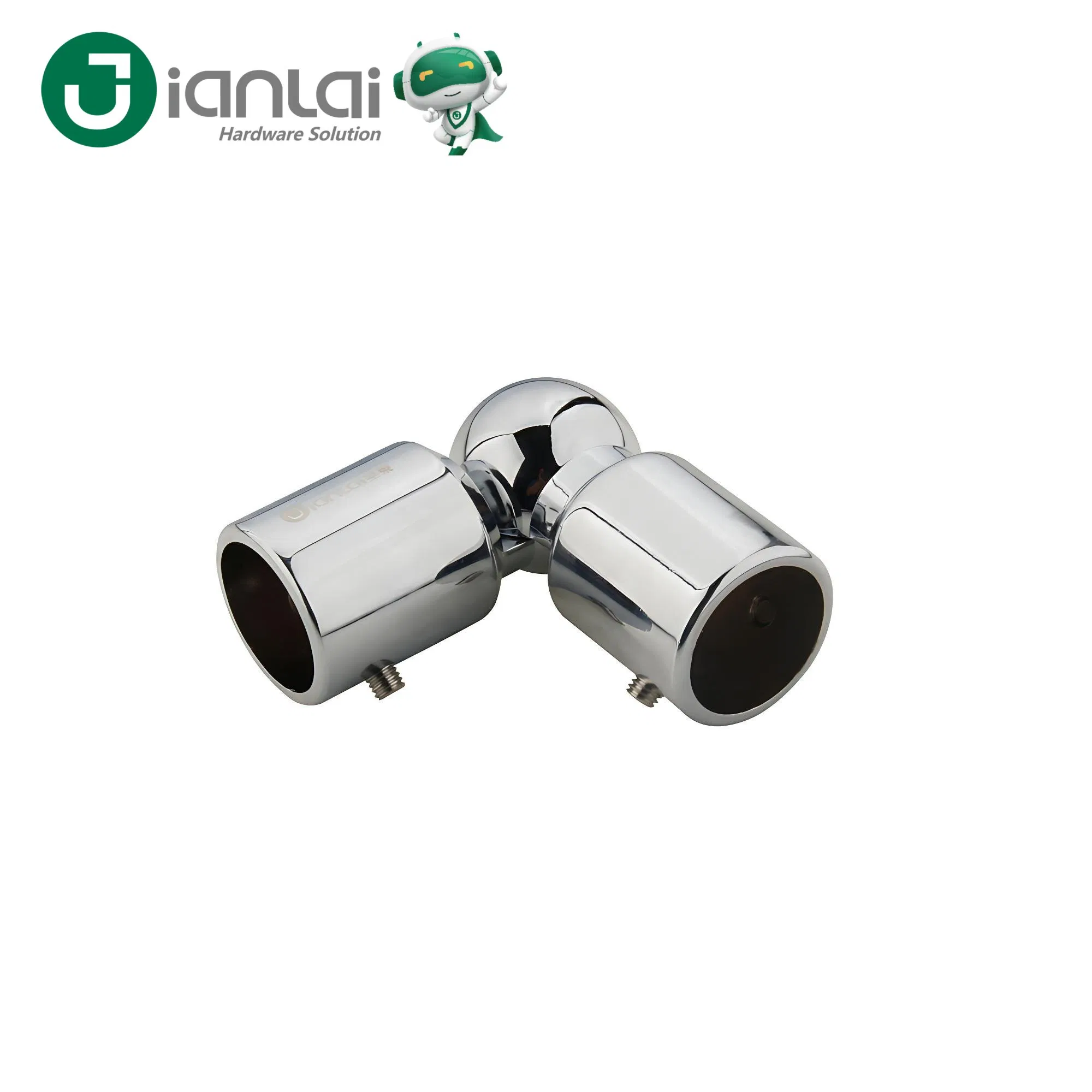 Bathroom Tempered Glass Door Hardware Stainless Steel Flexible 19mm Round Pipe Connector