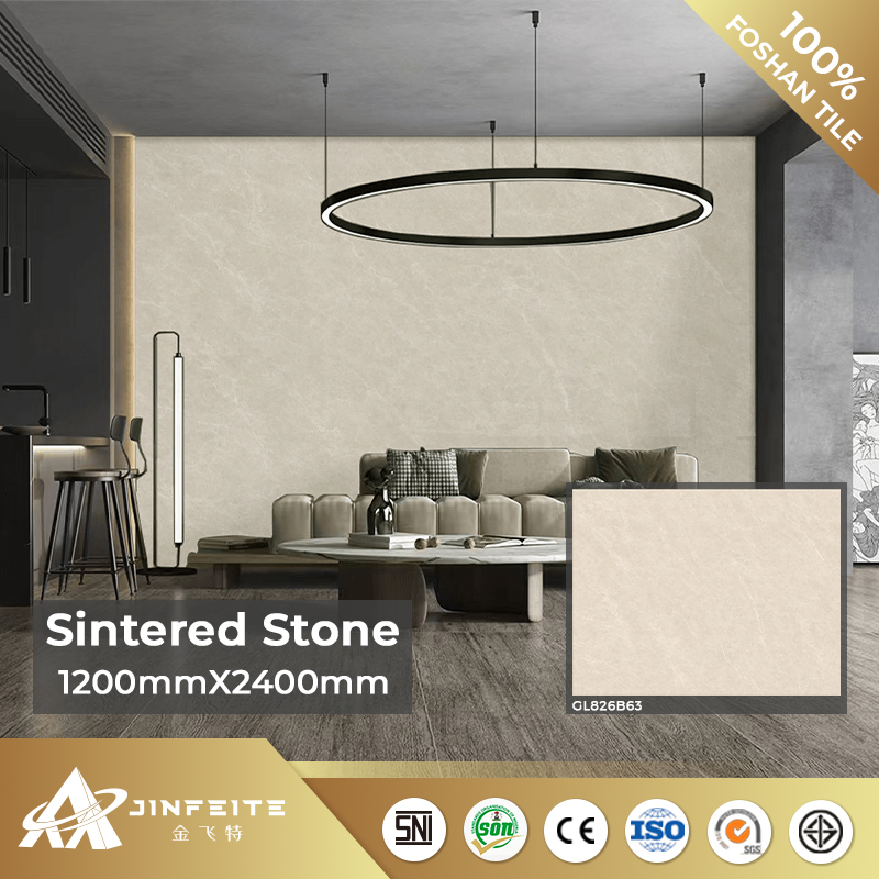 New Design Light Colour Sintered Stone Panel for Kitchen Wall Glossy Surface Easy Clean Best Price