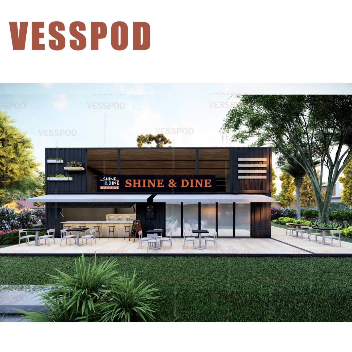 Prefab 2 Story Container Restaurant 20/40FT Bar Container Coffee Kiosks Modular Container Restaurant
