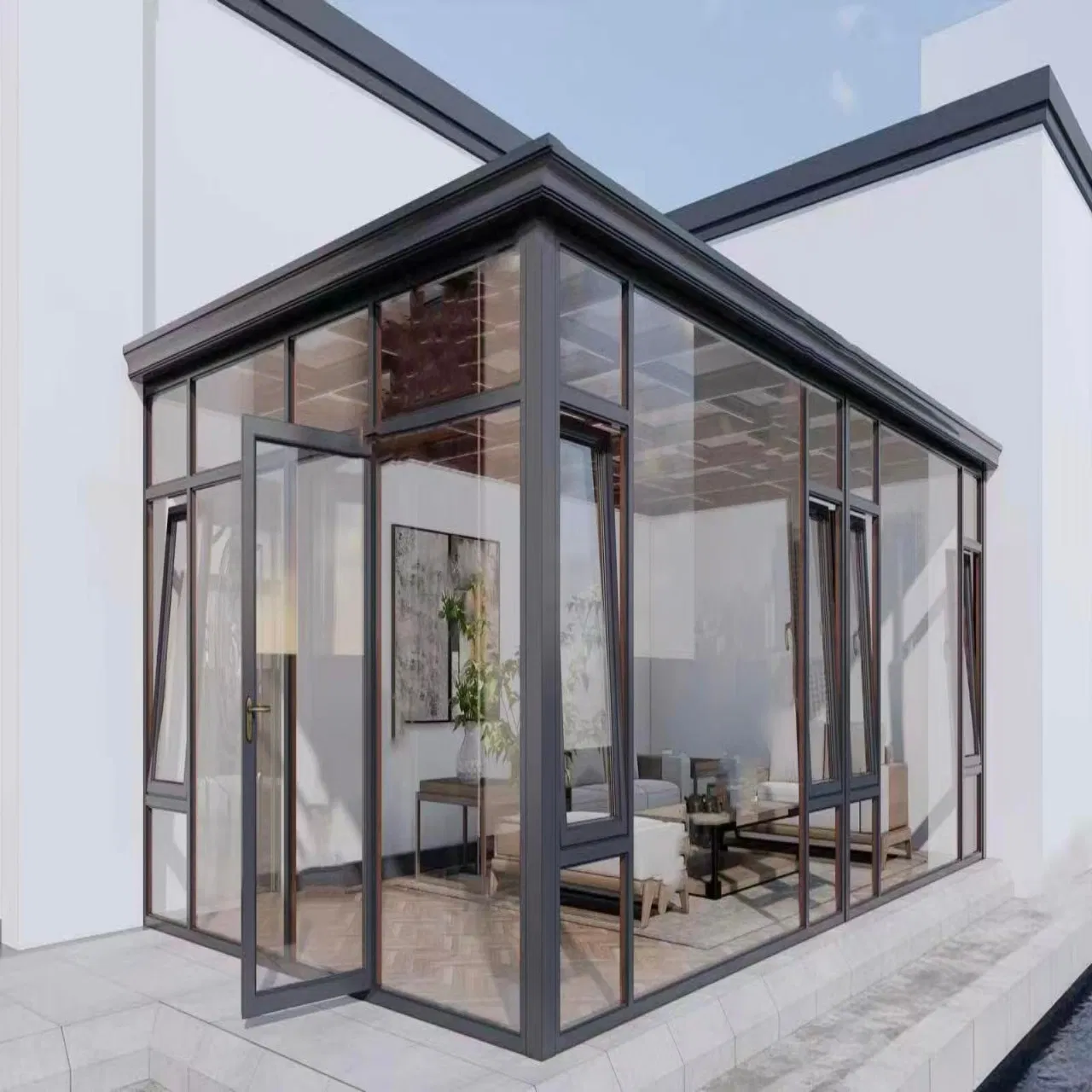 19. Wholesale From Factory Minimalist Lean-to Aluminum Sunroom House with Tempered Glass Room for Outdoor Garden Terrace and Patio
