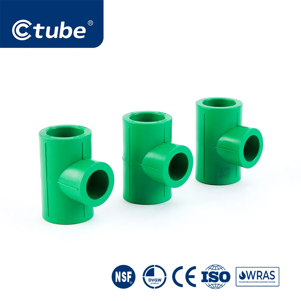 Ctube ISO Certified PPR Reducer Tee 20X20X25mm for Hot/Cold Water Systems