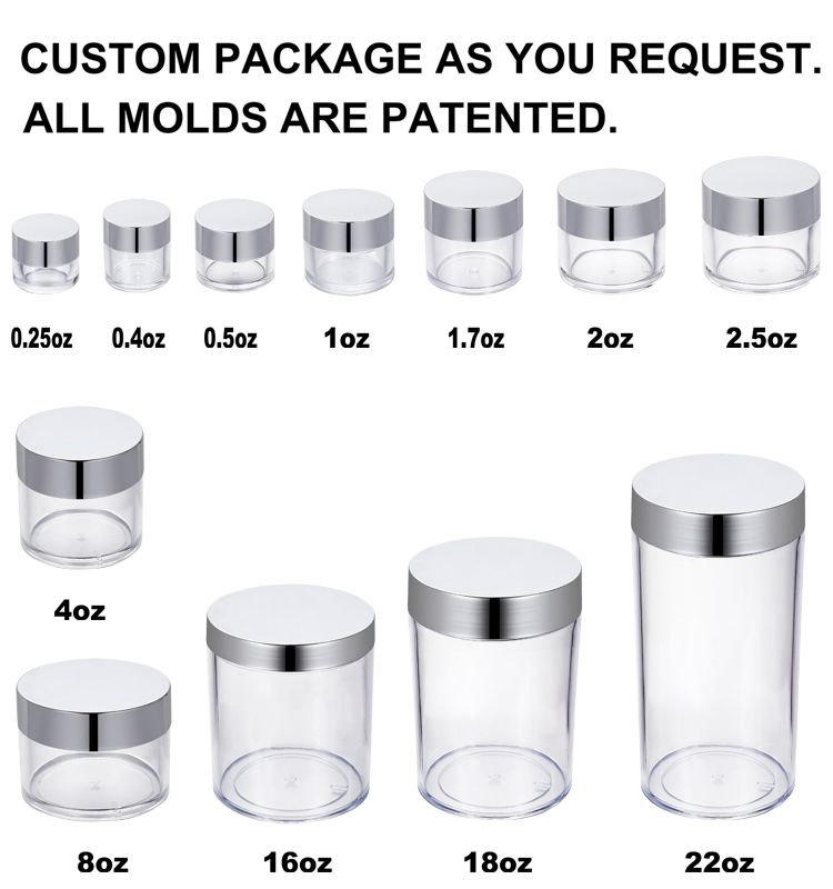 Customized Logo 0.5oz 1oz 2oz 4oz 16oz Nail Acrylic Powder Jar