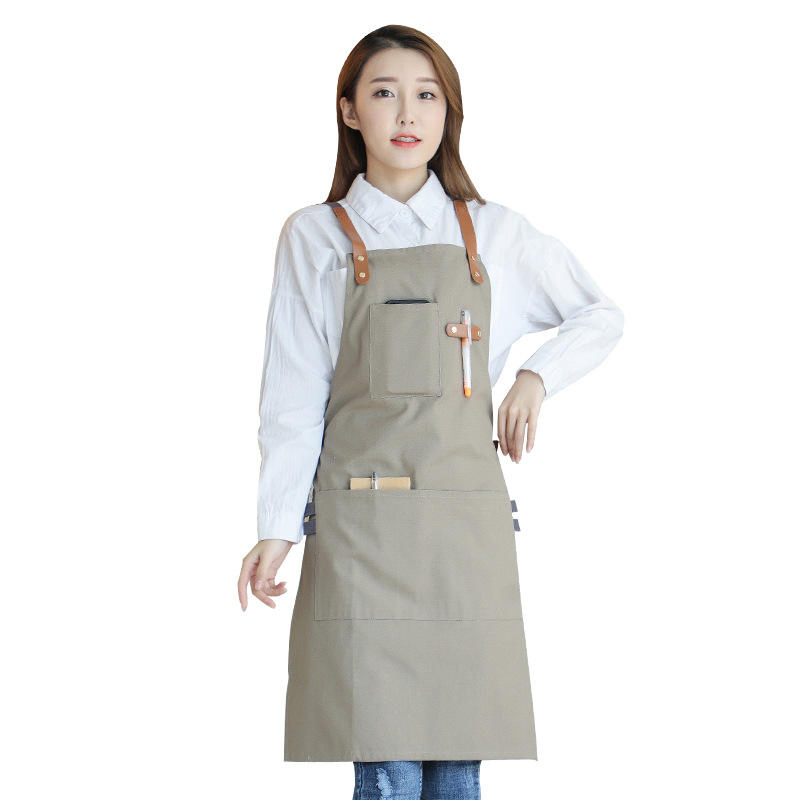 Aprons for Hotels Baking Items Chef Tools Custom Logo Printed Cross Back Canvas Aprons for Cleaning