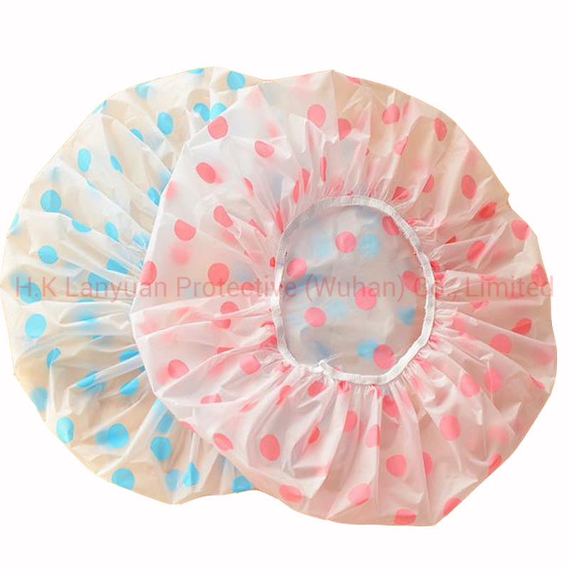 Disposable PE Shower Cap with Heart-Shaped in Yellow