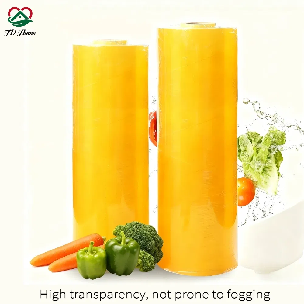 Food Grade PVC Wrapping Cling Film Food Packaging Plastic Soft PVC Cling Film Large Jumbo Roll 35cm*500m/ 45cm*500m
