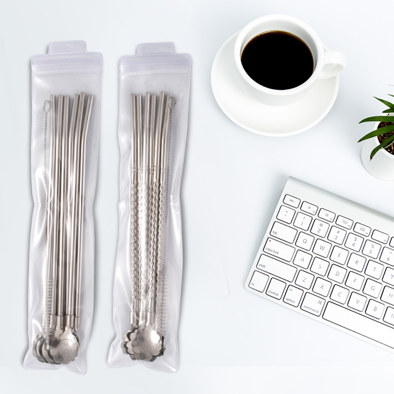 High Quality Stainless Steel Straw Spoon 215mm Metal Straw Spoon