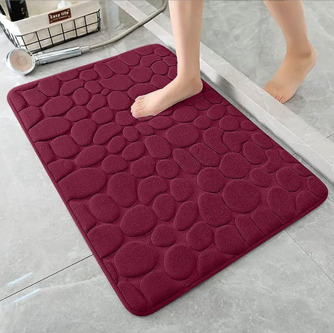 Stone Pattern Flannel Bath Mat Kitchen Floor Mats for Home