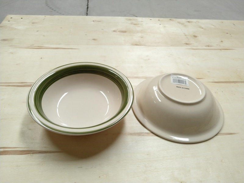 7 Inch Green Ceramic Stoneware Crockery Hand Painted Color Band Salad Soup Bowls