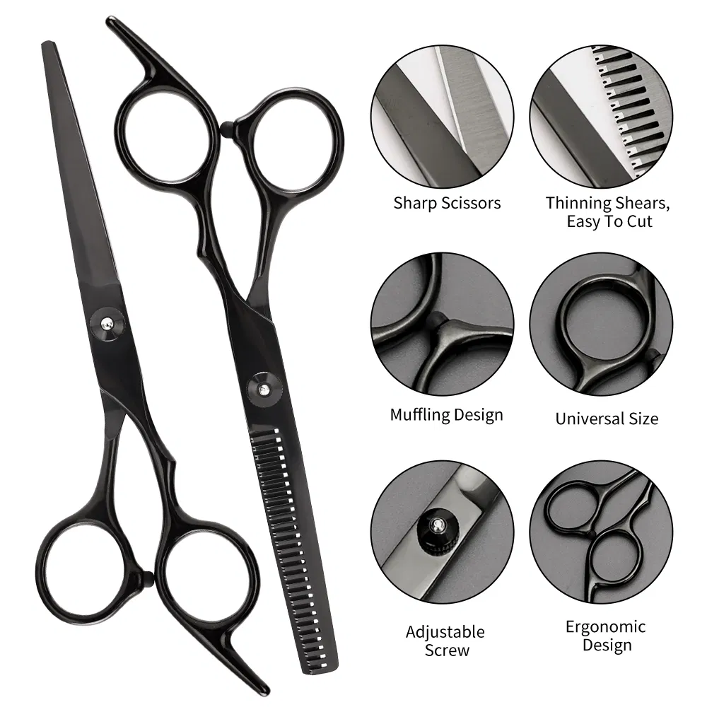 New Design Custom Logo Beauty Barber Scissors Flat Tooth Hair Scissors Sets