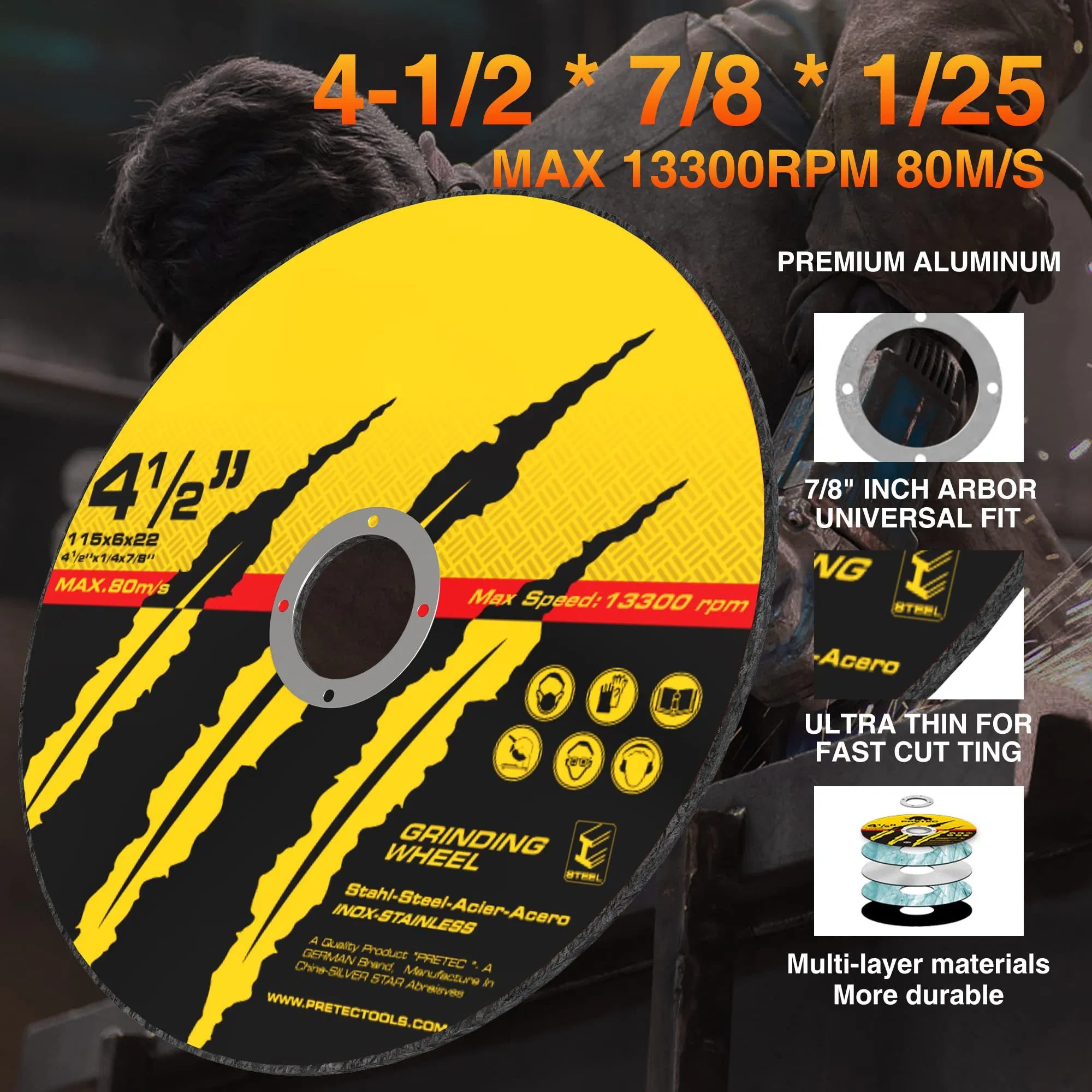 Отрезные круги 4.5 дюйма для металла, 25 шт