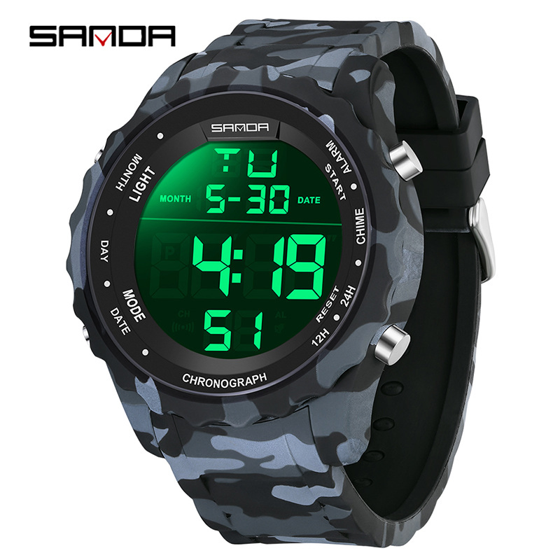 Sanda 2184&369 Sports Waterproof Stopwatch Clock Wristwatches Digital Watches