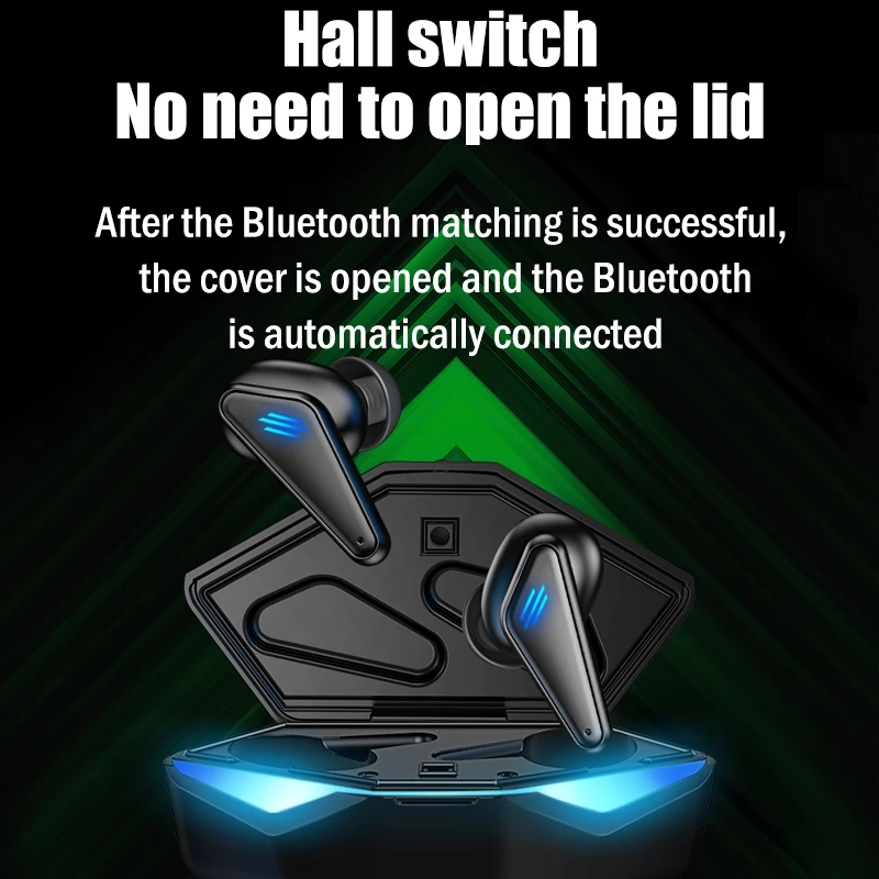 Gaming Headset Low Latency Tws Bluetooth Earphones Earbuds with Mic Bass Audio Sound Positioning Wireless Headphones for Pubg