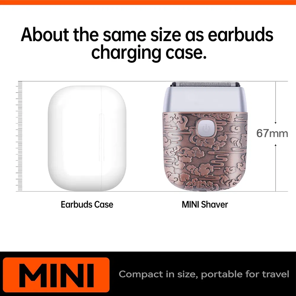 Electric Mini Portable Rechargeable Razor Double Foil Shaver for Men