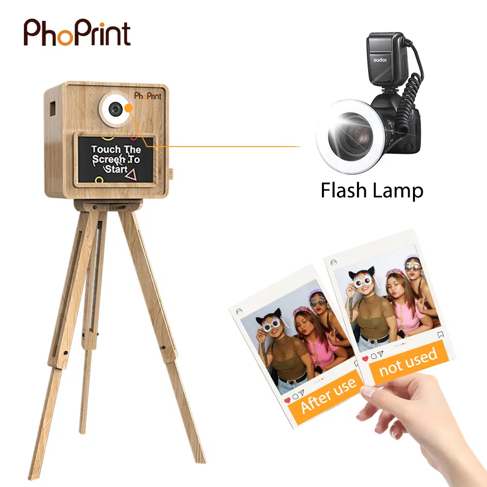 New Stylish Wooden Photo Booth Props for Weddings and Events Wooden DSLR Photo Booth with Camera and Printer