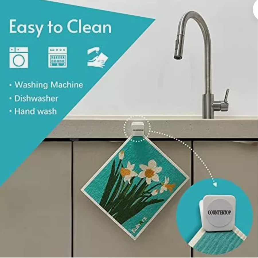 OEM Design Reusable Cellulose Cotton Dish Sponge Cloth Swedish Dishcloth for Dining