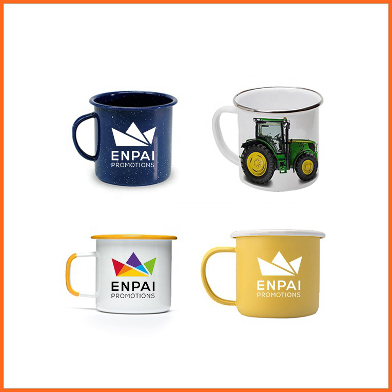 Silver Trim Enamel Metal Mug