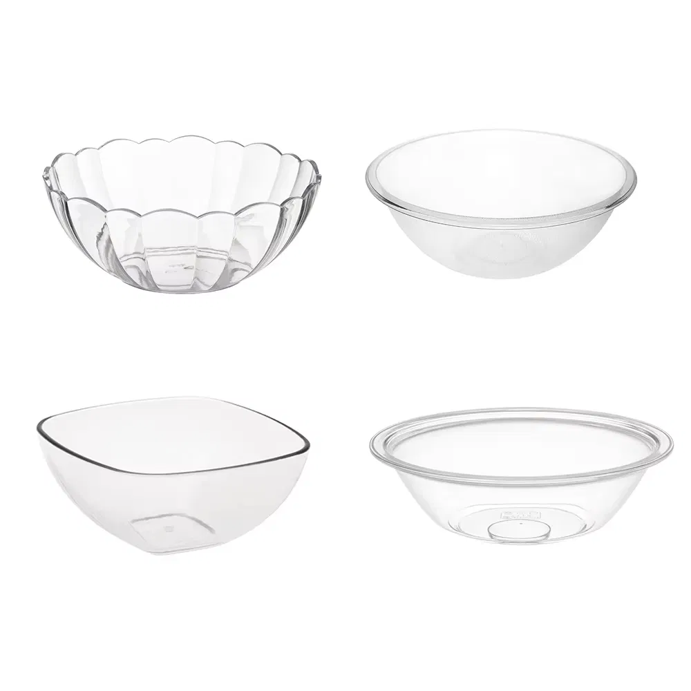 Clear Polycarbonate Square Buffet Salad Bowl Dessert Serving Bowls Food Container for Hotel Restaurant