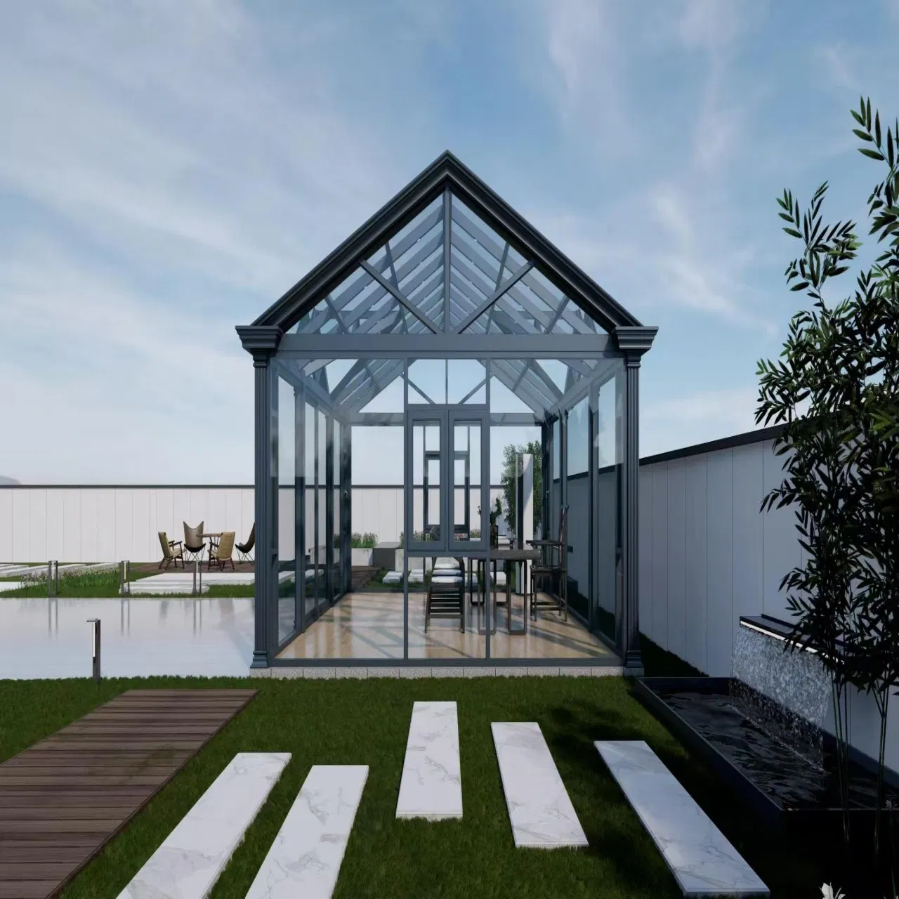 19. Custom-Made by Factory Dust-Proof Solarium Aluminum Glass Room Sunroom Tempered Glass House on Outdoor Garden Terrace Modern Furniture Garden Gazebo