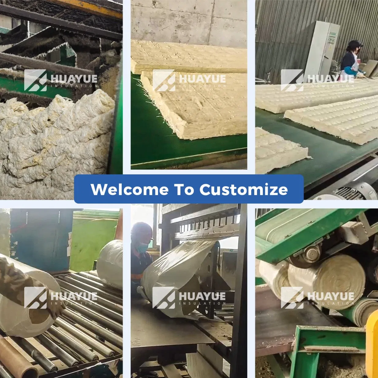 Huayue Modern Industrial 25mm Basalt Stone Wool Blanket Fireproof 100mm 150mm Thickness Shape PE Mineral Wool