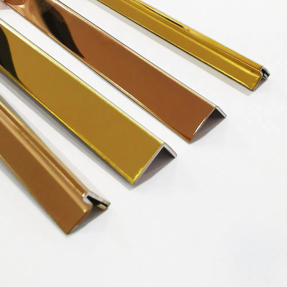 V Shape Best Price Rose Gold Stainless Steel Tile Trim Corner Non Slip Grooved Tread Stair Edge Step Nose