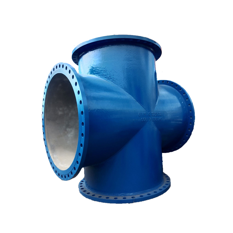 En545 En598 Ductile Iron Pipe Fitting Fbe Coated Dci All Flanged Tee Pipe Fitting