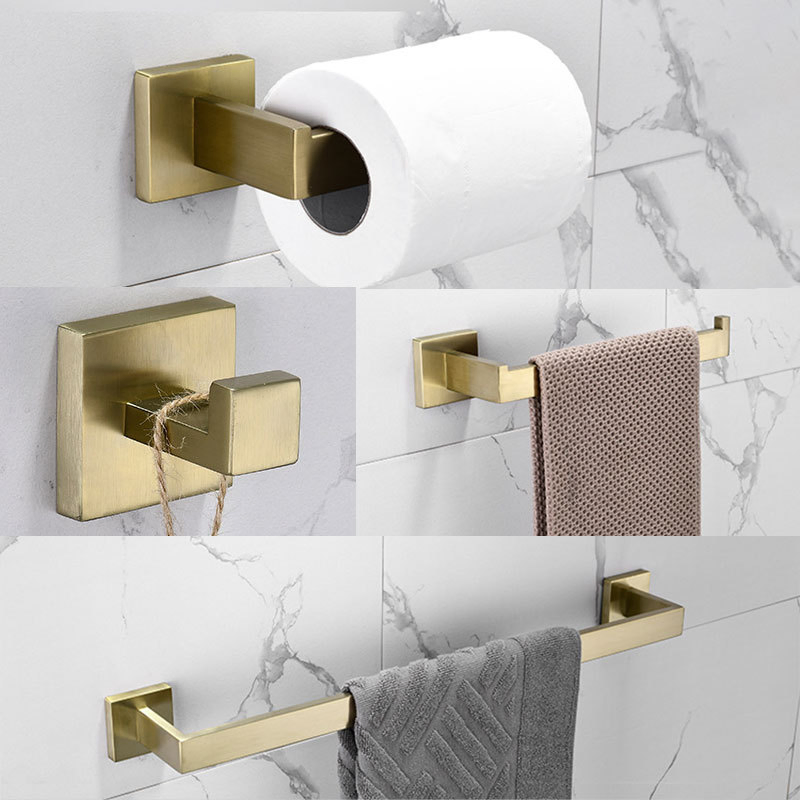 304 Stainless Steel Bathroom Accessories Sets Wall Mount Square Set for Hotel Am02