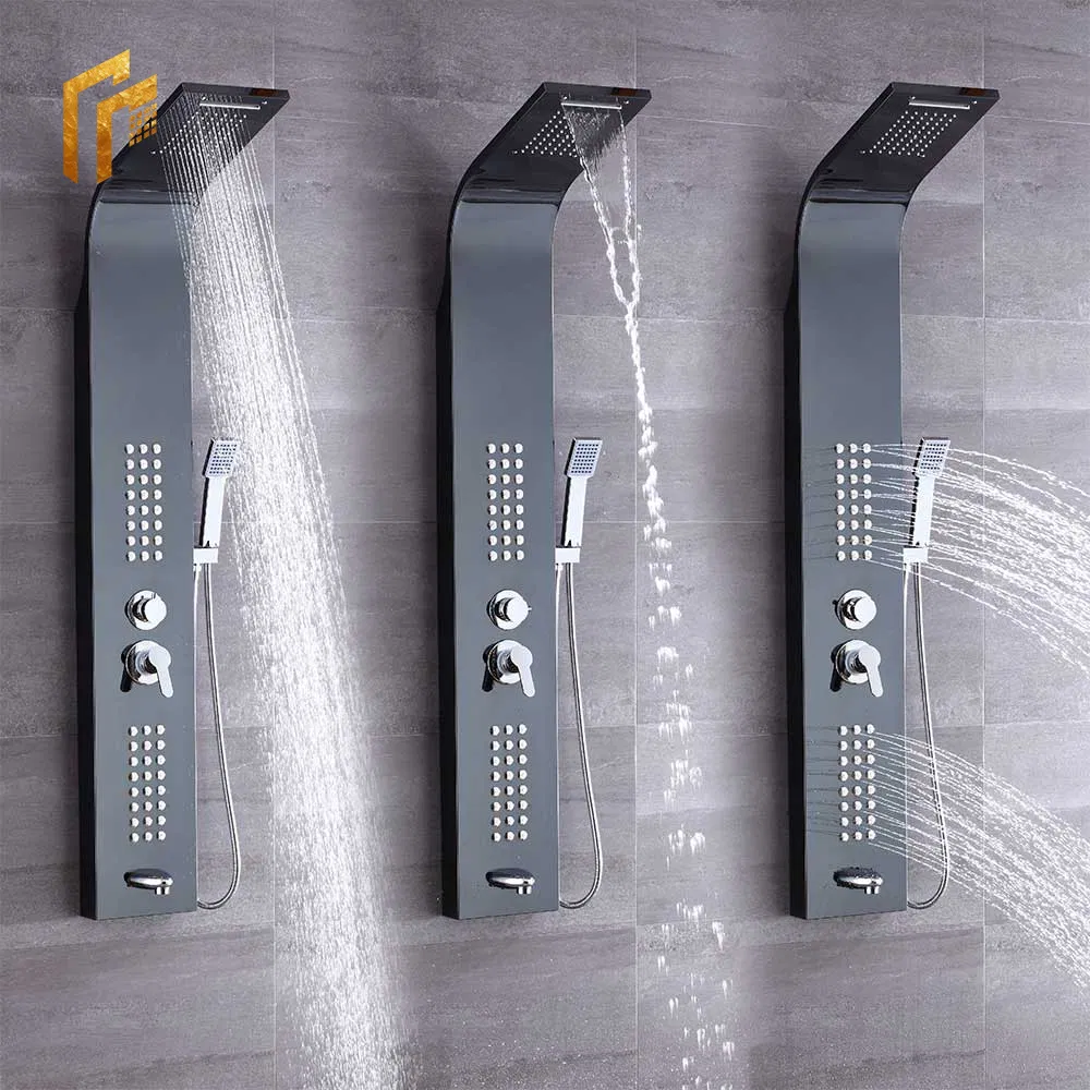 Factory Direct Price Modern OEM Stainless Steel Wall Mounted Waterfall Bathroom Shower Panel Set with Hand Shower
