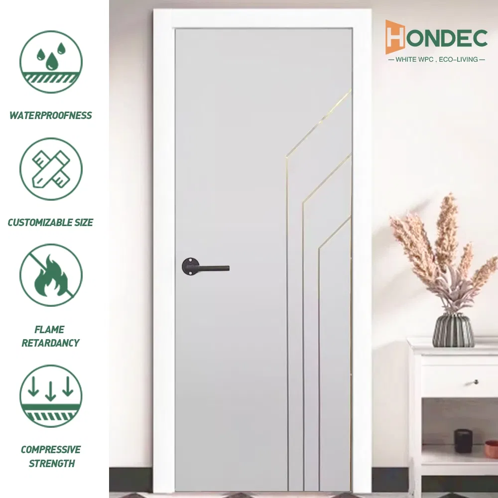WPC Strip Structure Pressed Door - Anti-Bug, Waterproof PVC Edge for Interior Use
