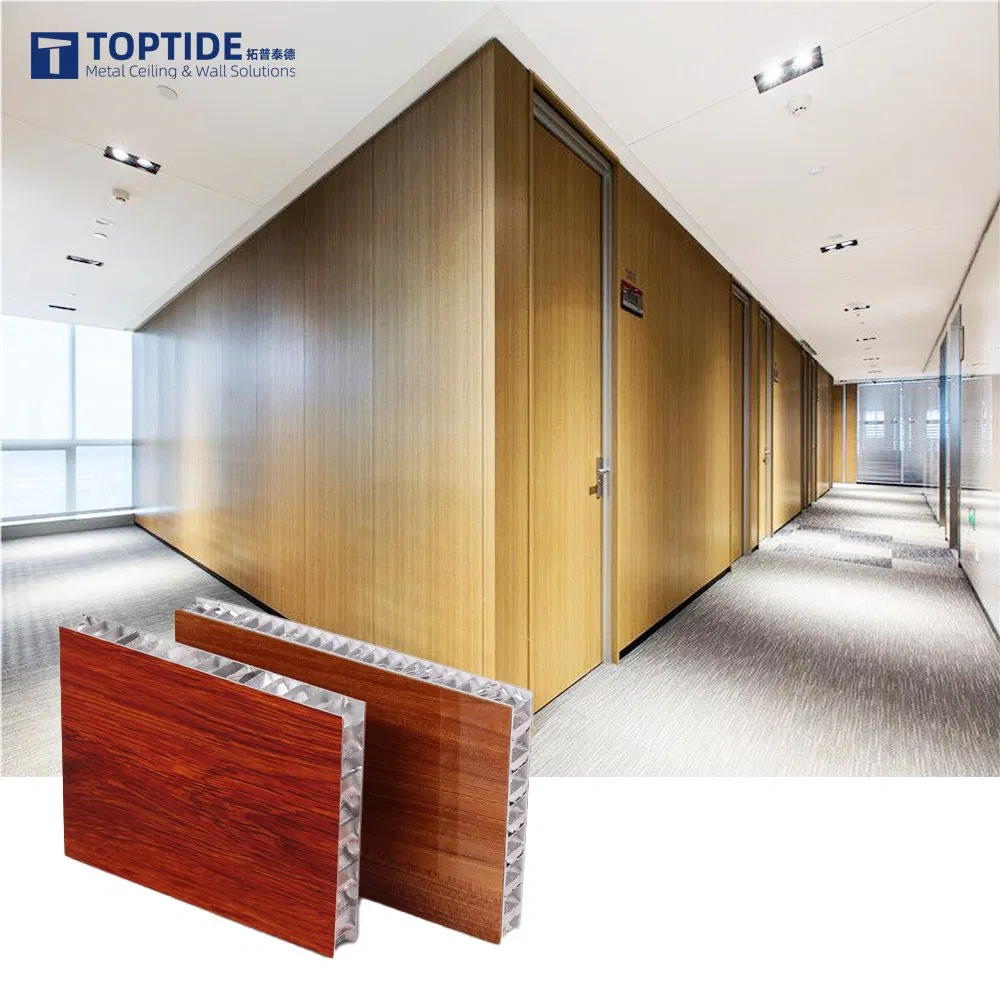 Fireproof Metal Sandwich Panel Interior Decorative Wood Grian Aluminum Honeycomb Panel