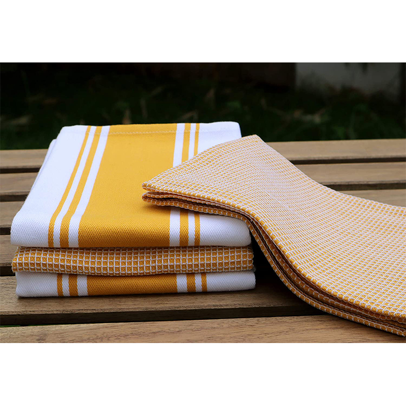 100% Cotton Kitchen Towels 2 Stripe 2 Waffle Over Sized Multi Use Dish Towels