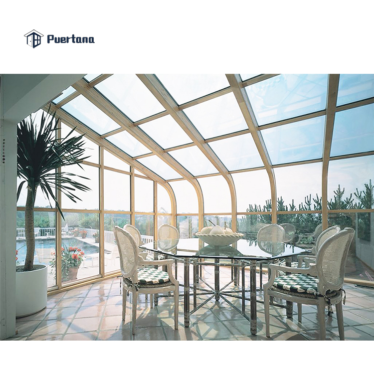 Straight Glass Roof Sunroom or Patio Room with Aluminum Frame