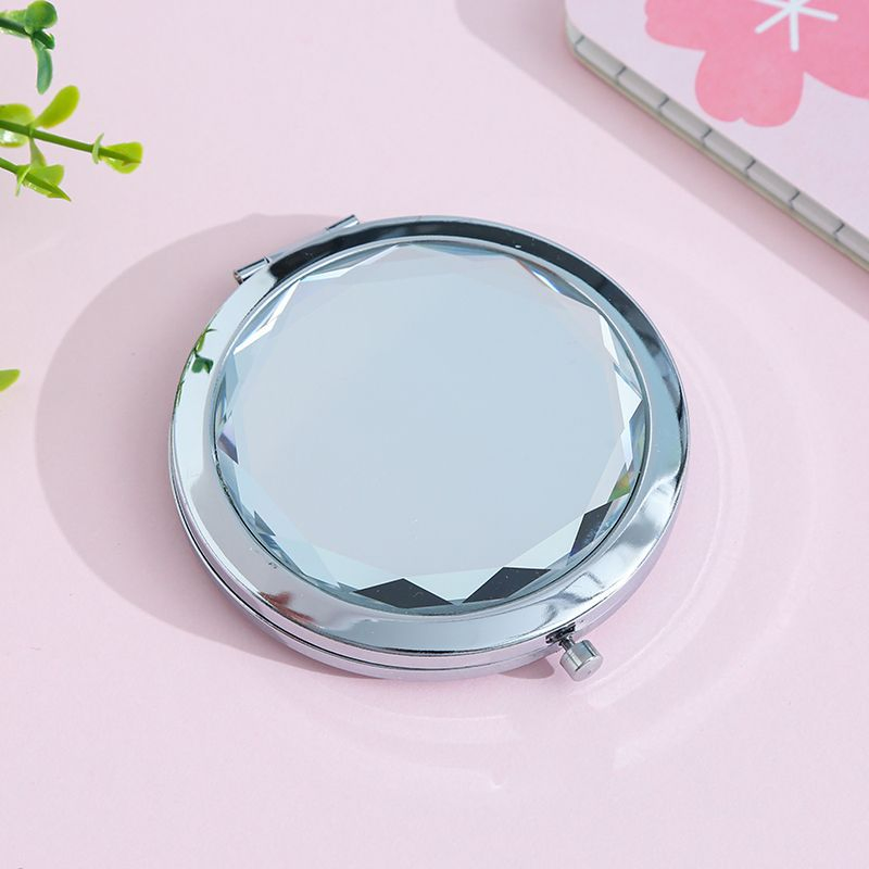 Customized Logo Double Sided Metal Pocket Mirror Round Gold Make up Compact Mirror with Velvet Bag