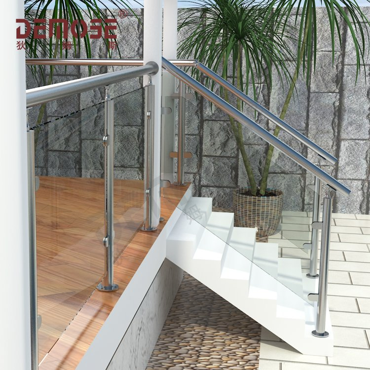 Laminated Safety Glass Guardrail for High-Rise Buildings with Reinforced Brackets Handrail