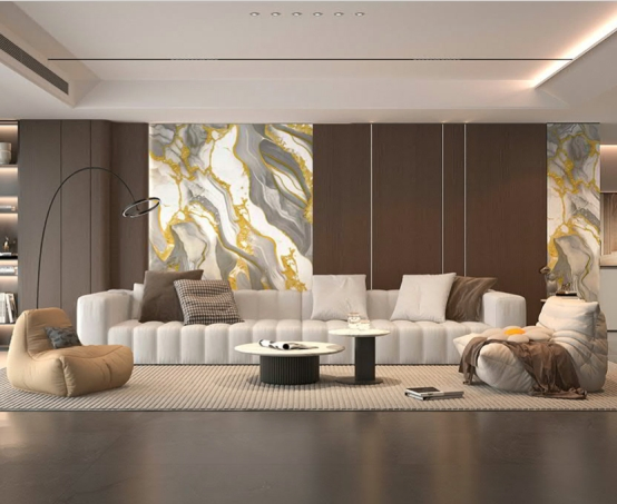 Textured Marble PE Foam Wall Stickers for Living Room