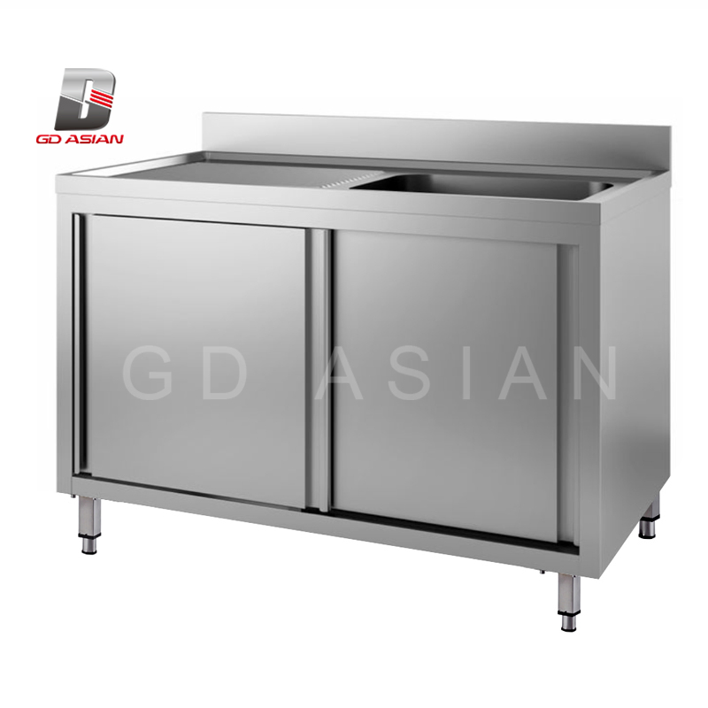European Style Stainless Steel Sink with One Basin in Center Square Stainless Steel Legs