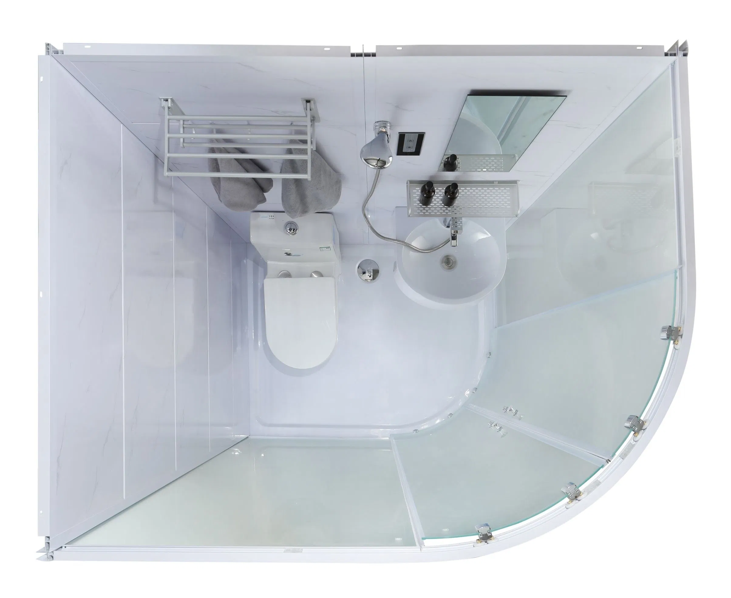 Prefab Bathroom All in One Bathroom Arc- Shaped Wood Grain