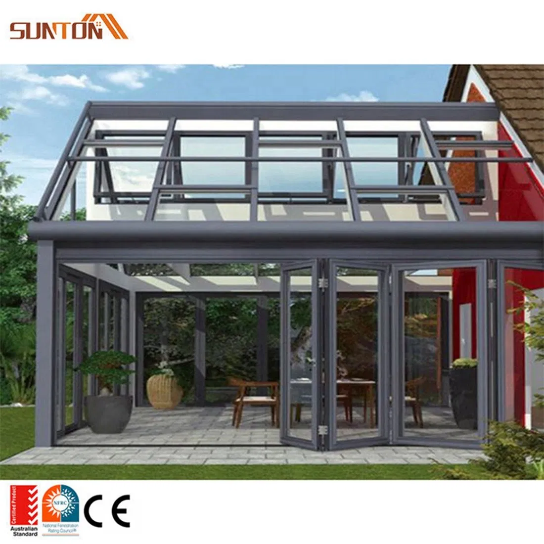 Modern Portable Design 4 Season Small Glass Veranda Solarium Room Aluminum Winter Garden House Terrace Roof Sunroom