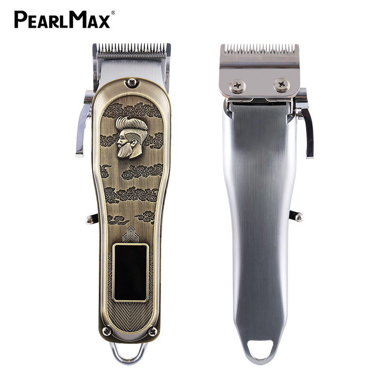 Pearlmax Electric Rechargeable Cordless High Quality Men Body Metal LCD Hair Clipper