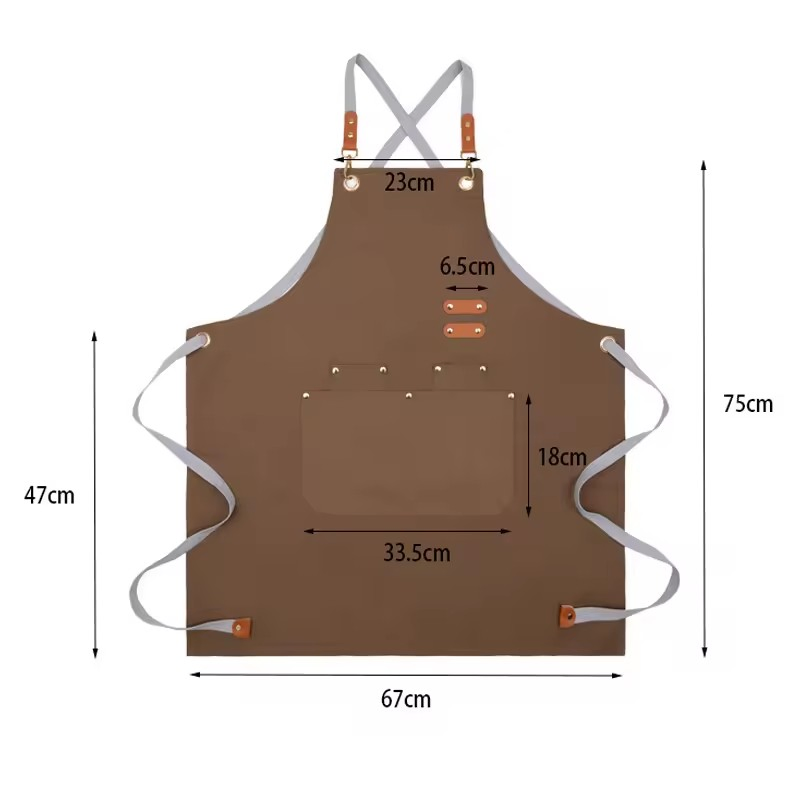 Custom Logo Waterproof Canvas Adjustable Kitchen Chef Aprons for Men Women Cooking Baking Server