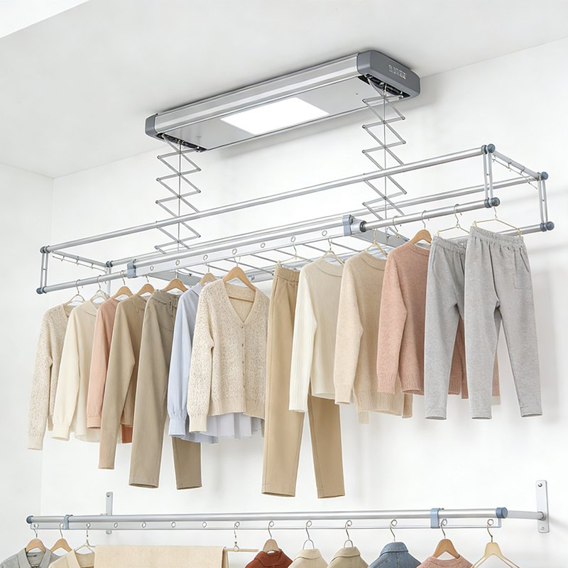 Smart Clothes Drying Rack Balcony Home Use Stylish Design Adjustable Height Air-Drying Rack
