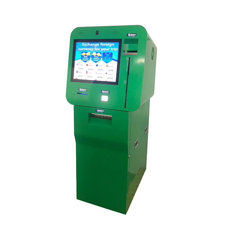 Through Wall Floor Standing Passport Scanner Currency Exchange Kiosk ATM Machine