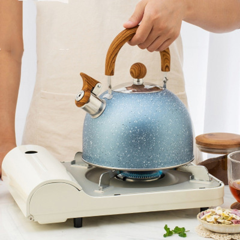 Stainless Steel 2L Hot Tea Coffee Kettle Retro Whistling Teapot Kettle with Wooden Handle Design Bl16343