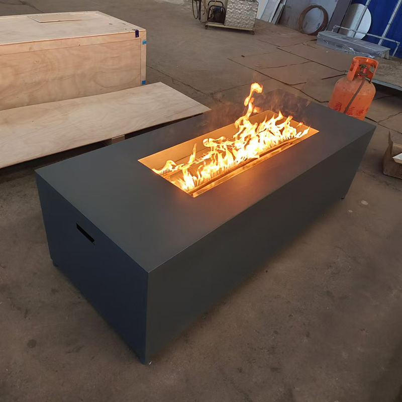 Powder Coated Steel Propane Fire Table Outdoor Gas Fire Pit Rectangular