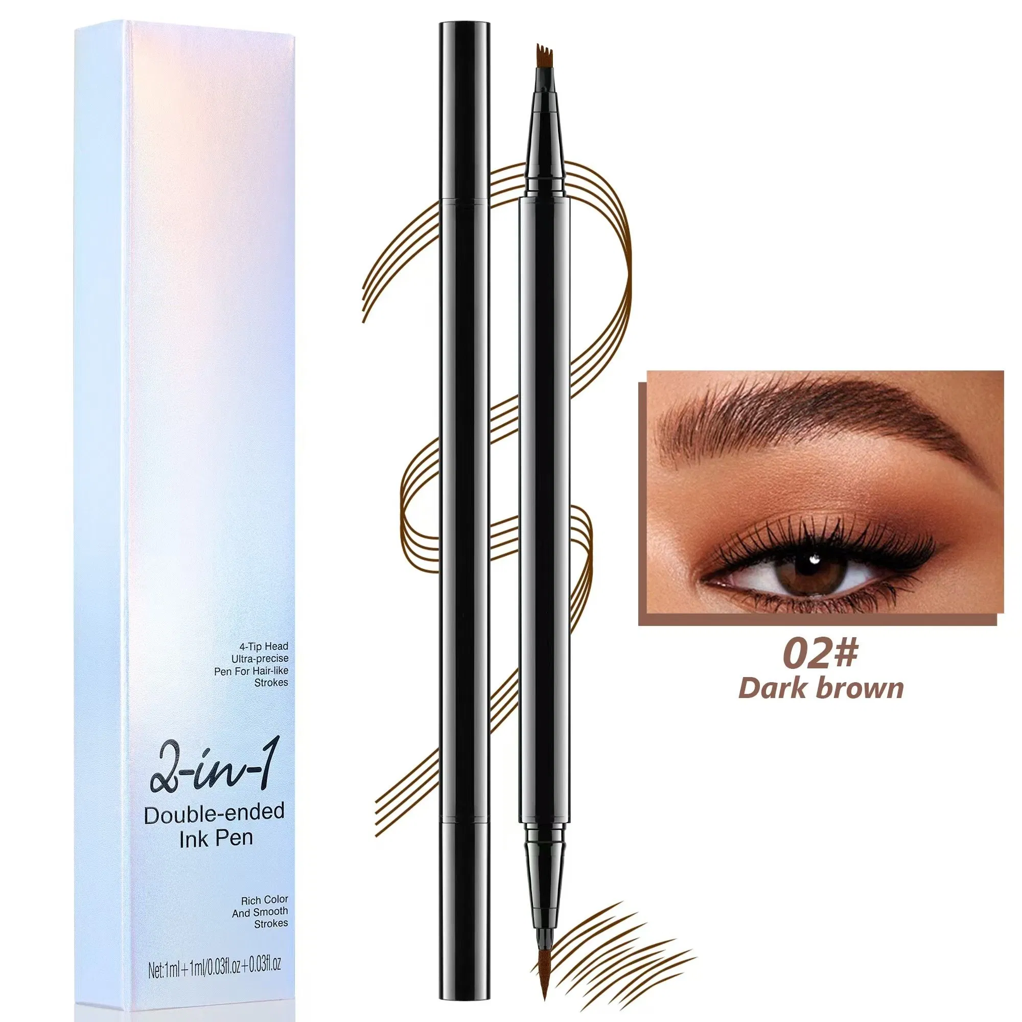Custom Long Lasting Wholesale Eye Brow Pen Waterproof Double Head Eyebrow Pencil