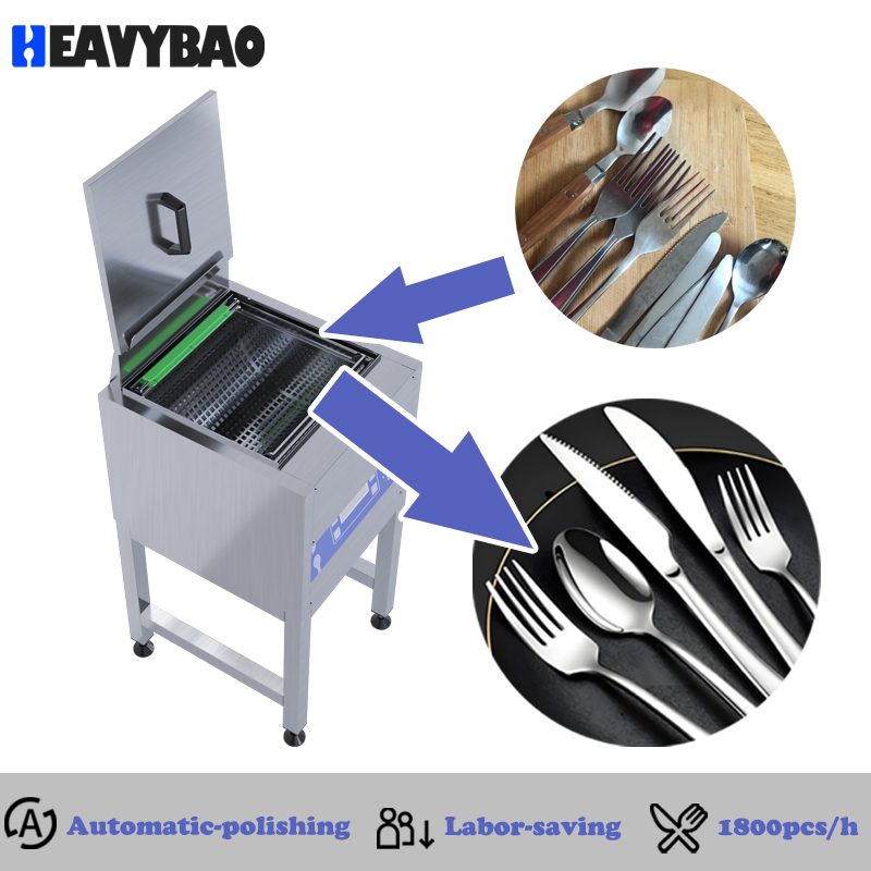 Heavybao Efficient CE RoHS Electric Commercial Cutlery Polisher Cleaning Machine for Restaurant