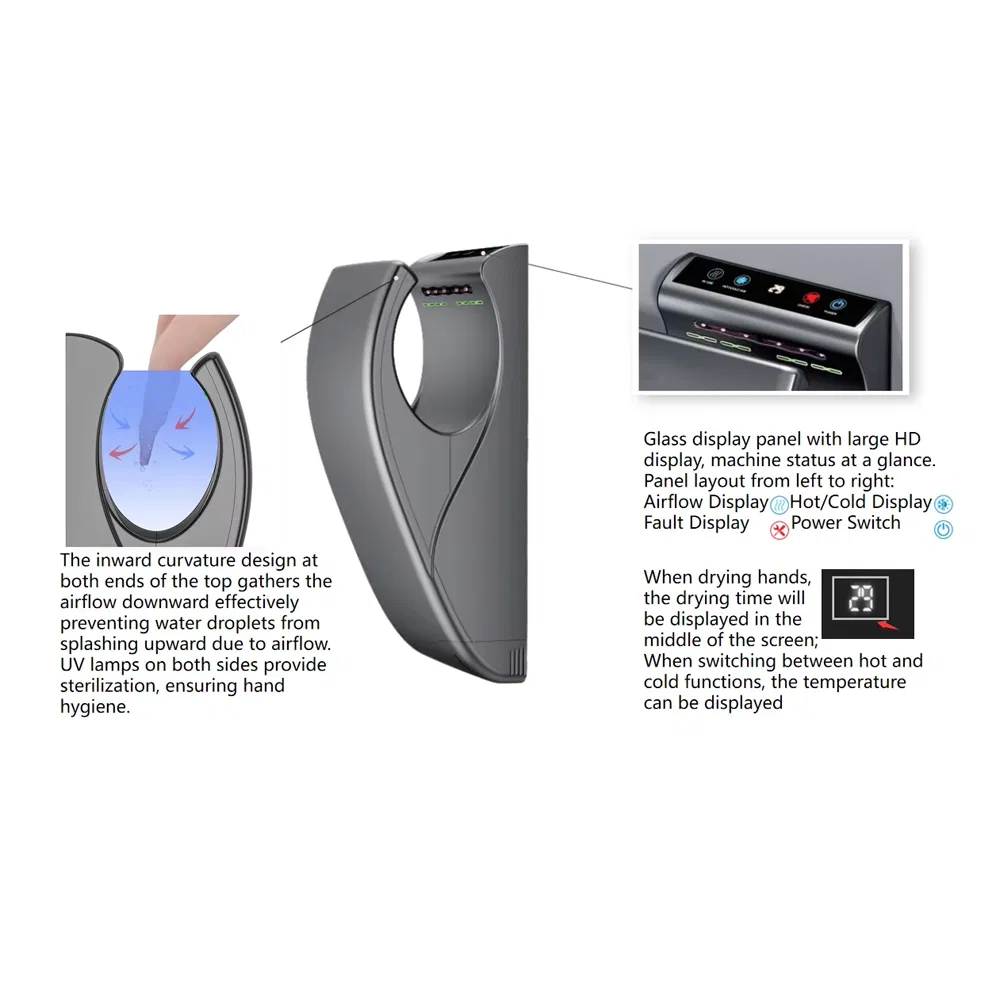 Wall-Mounted ABS Plastic Electric Automatic Sensor Double-Sides High Speed Jet Hand Dryer