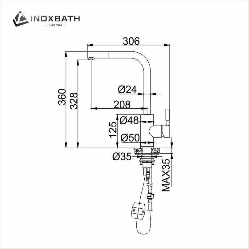 Смеситель для кухни Inoxbath с выдвижным изливом