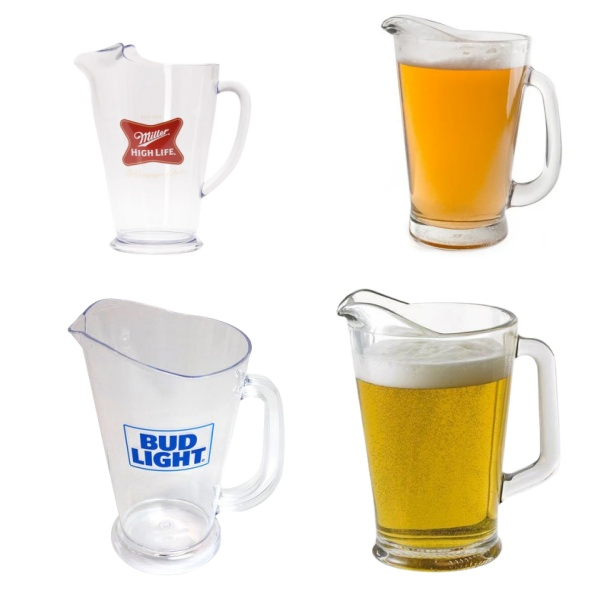 Customized Plastic Beer Pitchers 60oz Stackable Ice Beer Pitcher Water Jug for Bar Use